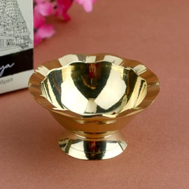 Satvik 2 Pc of Pure Brass Diya for Pooja Tibetan Buddhist Altar Supplies Oil Lamp Indian Puja Kutthu Vilakku Deepam Meditation Offering Butter Lamp Tea Light Holder Indian Housewarming Return Gifts