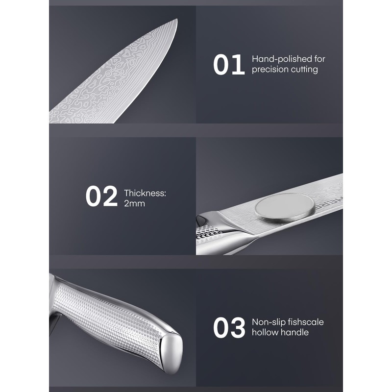 Knife Block Set, FOHERE Knife Set with Advanced Self Sharpening