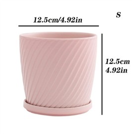 YNWDBY Indoor Plant Pots High-Value Ceramic Breathable Flower Pot with Tray Simple Fashion Green Plant Succulent Cactus Flower Pot Planters for Outdoor Plants(Pink,Small)