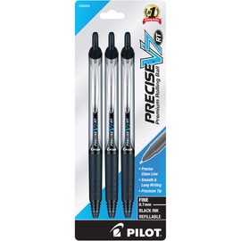PILOT Precise V7 RT Refillable & Retractable Liquid Ink Rolling Ball Pens, Fine Point (0.7mm) Black Ink, 3-Pack (26058)