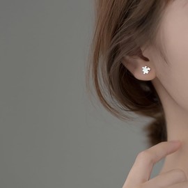 Puzzle Piece 925 Sterling Silver Stud Earrings for Women Men Matching Couple Simple Girls Teens Matte Hypoallergenic Elegant Small Fashion Dainty Cute Minimalist Jewelry Gift Valentine's Day