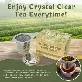 Lyon 304 Stainless Steel Tea Infuser with Double Wall Extra Fine Micro Mesh Inner Core Strainer - Tea Strainers for Loose Leaf Tea - Coffee and Tea Slow Brew Filter for Cups, Mugs, Teapot, & More