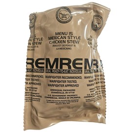 Genuine USGI MRE [Meal, Ready to Eat] Inspection Date 01/2026 or Newer [New Packaging] - You Choose Menu Ration with Entree, Snacks, Dessert, Drink Mix, Utensils, Condiments and FRH. (Mexican Chicken Stew)