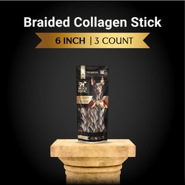 Woof Nific Braided Collagen Sticks for Dogs (6 Inch - 3 Pack), – Premium All-Natural, Odor-Free, High-Protein Chews, Supports Skin, Coat & Joint Health – Perfect for Medium & Large Dogs