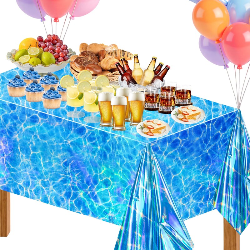 PHOGARY 2 Pcs Iridescent Ocean Wave Tablecloths, Sea Ocean Tablecloth