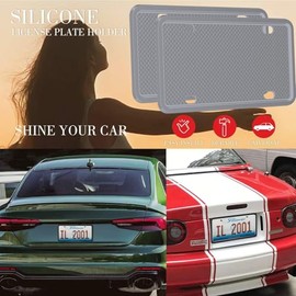 Marco de Matrícula, 2 Pack (31x16cm) Porta Placas de Silicona, Universal Soportes para MatríCula con Accesorios de Montaje para Auto, Antióxido, Antiv