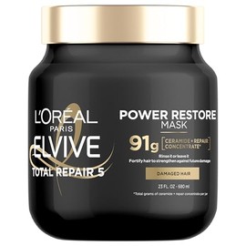 L'Oreal Paris Elvive Total Repair 5 Power Restore Tratamiento multiusos con 91 g de concentrado de reparación con proteína por frasco, 23 fl oz