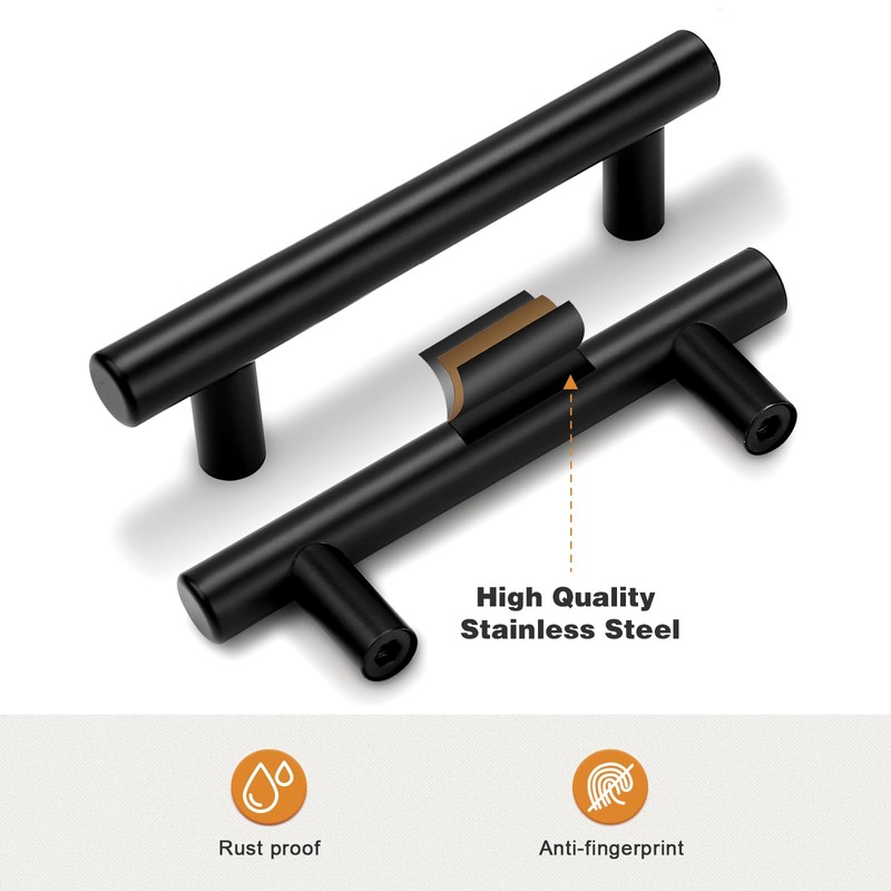 Probrico 10 Pack 2.5" Hole Center Kitchen Cabinet Handles, Euro