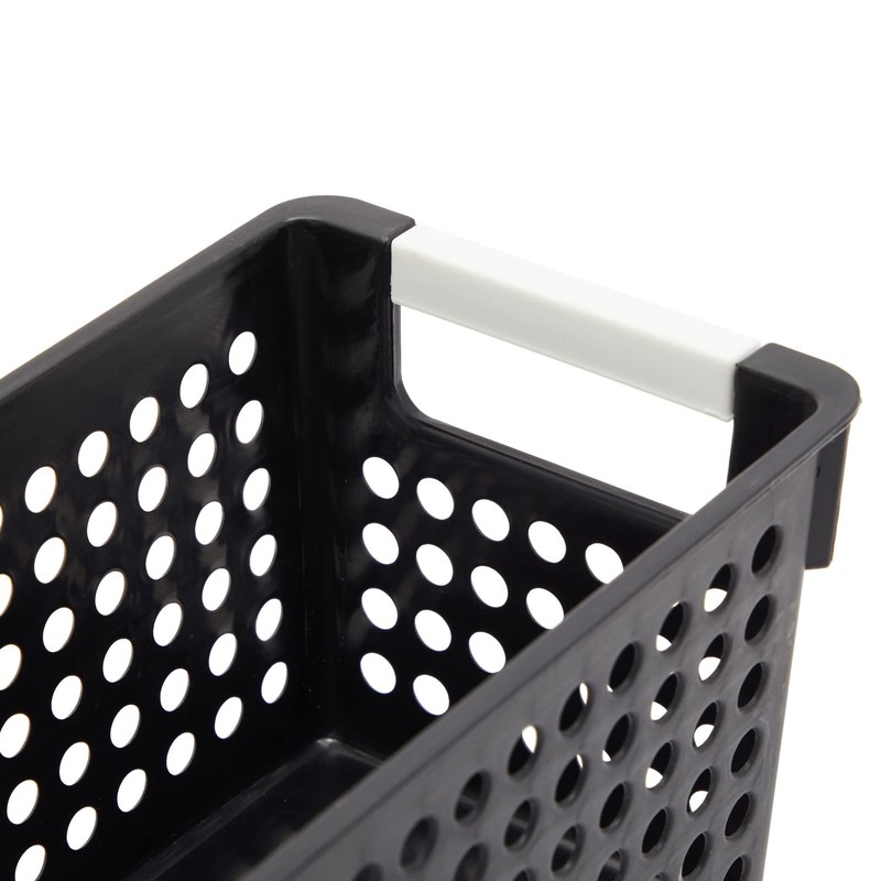 Farmlyn Creek 4-Pack Black Plastic Baskets for Organizing Bathroom, Laundry