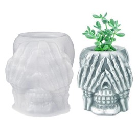 Skull Storage Box Candle Holder Epoxy Resin Mold Concrete Flower Pot Silicone Mold Succulent Planter Vase Plaster Cement Clay Mould