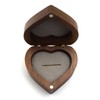 Heart Shaped Wooden Ring Box Black Soft Lining Smooth Surface