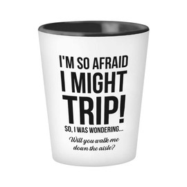 Proposal Shot Glass 1.5 oz, Walk Me Down the Aisle Wedding Relationship Giving Away Gift for Dad Brother Step Uncle Mom Future Husband, White