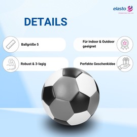 elasto PROMOTION FOR LIFE Football 'Champion' - Football for Children and Adults - Size 5 Perfect for Scoring Goals - Ball for Indoor and Outdoor Training - Ideal as a Gift Idea, Colour: Multicoloured