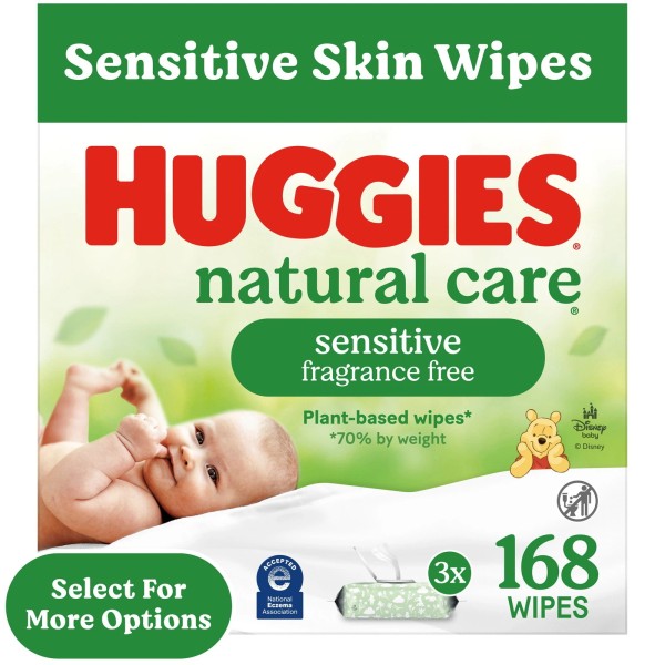 Care Sensitive Baby Wipes, Unscented, 3 Pack, 168 Total Ct
