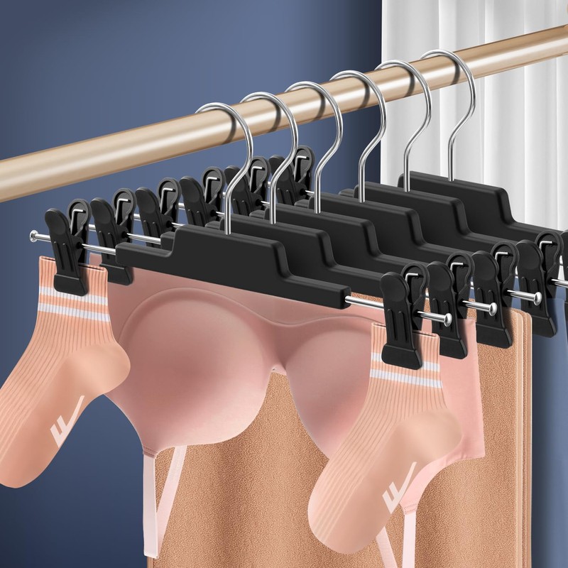 20 Pack Heavy DutyPants Skirt Hangers with Clips,Black,12 Inch