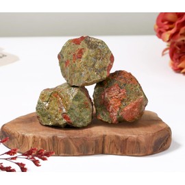 GUJOXILA GUJOXILA 1.8"-2.2" Unakite Raw Rough Healing Crystals Natura Rocks Protection Reiki Tumbling Cabbing Divination Meditation Fountain Crystal 1pcs