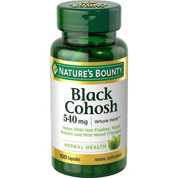 Nature's Bounty Black Cohosh Root Pills and Herbal Health Supplement, Natural Menopausal Support, 540 mg, 100 Capsules