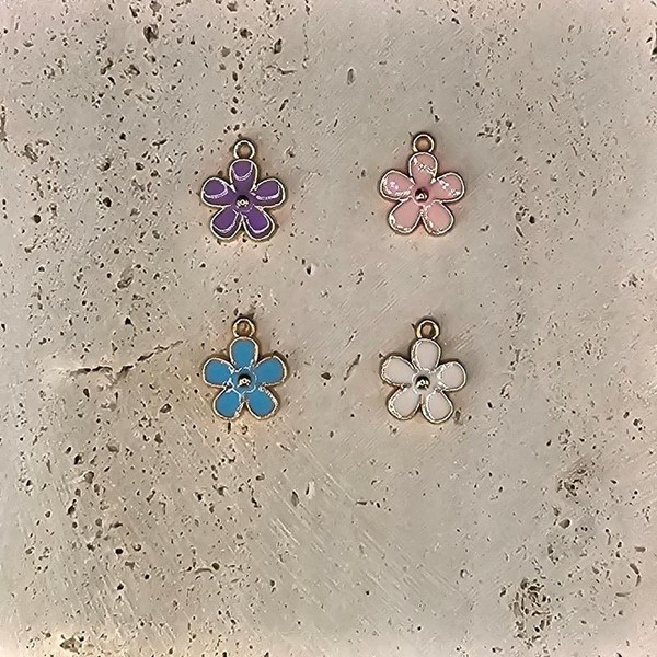 Spring Flower Charm, Gold and Silver, Fashion Accessory - Title: