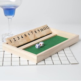 Shut The Box Game 12 Numbers Flip Tiles Dice Board Game Portable Party Funny Wooden Toy for Bars KTV Teahouse