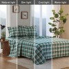 Woolrich Green Plaid Cotton Flannel King Sheet Set Soft Cozy