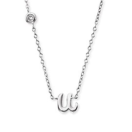Engelsrufer Necklace made of sterling silver with pendant letter U - set with a zirconia stone - adjustable in two lengths - length: 44 cm, Sterling Silver, Cubic Zirconia