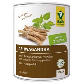 Raab Vitalfood Organic Ashwagandha Powder, Vegan, 100% Organic Ashwagandha Root Powder without Additives, 1 x Tin of 100 g Powder