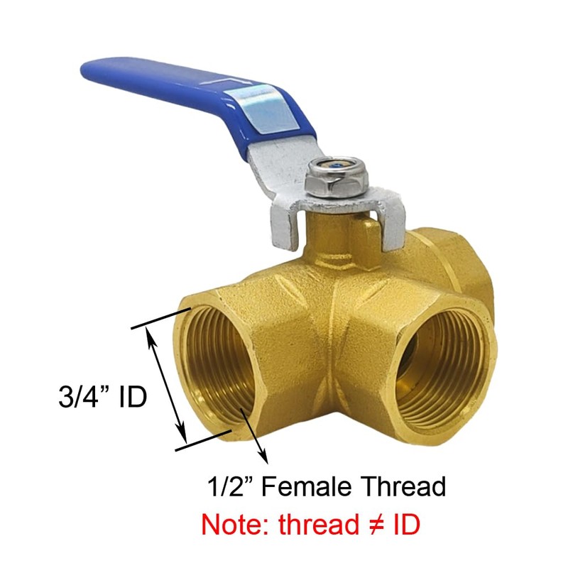 BesNPT 3 Way (L-Port) Brass Forged Ball Valve 1/2" G