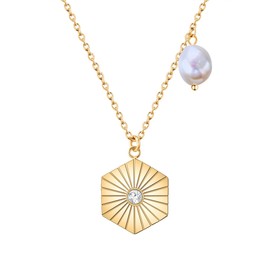 Valero Pearls Women's Necklace Stainless Steel with Preciosa Freshwater Cultured Pearl Approx. 7.6 mm, Stainless Steel, Crystal