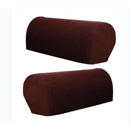 Yogsey Stretch Couch Arm Covers, Breathable Armrest Covers for Sofas and Chairs Arm Covers Keep Home Clean, Scratch-Resistant Sofa Arm Covers Protect and Decorate Your Sofa (Dark Coffee)