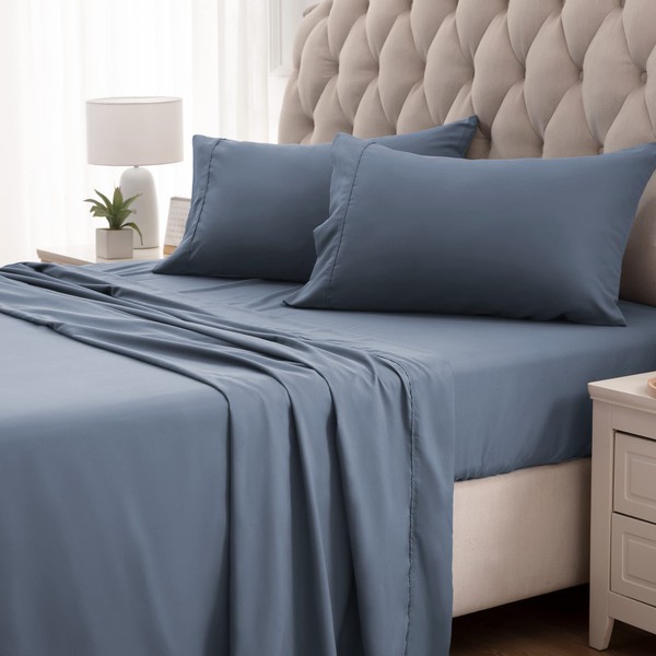 SLEEP ZONE Super Soft Cooling Queen Bed Sheets Set 4