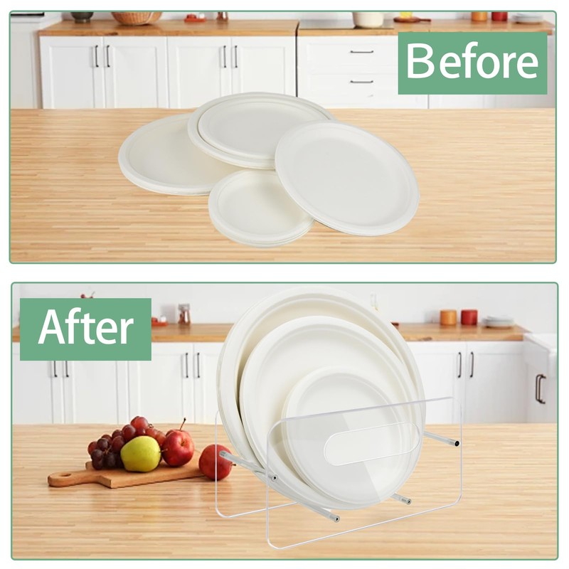 Beitiny Paper Plate Dispenser, Acrylic Plastic Plate Holders, 7-12 Inch