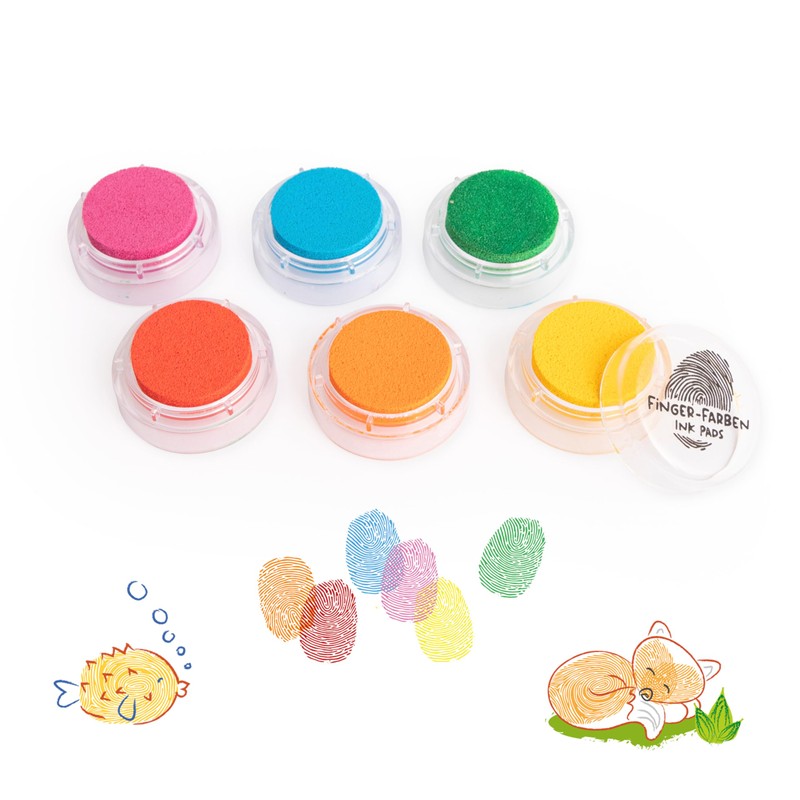 TRENDHAUS 957047 Finger Stamp Colours 6 Tower - Skin-friendly and