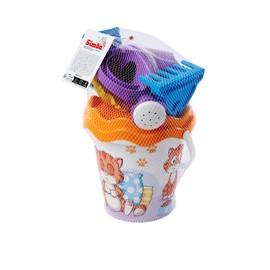 SIMBA 107114720 Cat Bucket Set, 6 Pieces, Bucket, Strainer, Sand Shape, Shovel, Rake, Waterer, Height: 16 cm, D: 17 cm