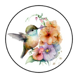 60 Pcs Floral Hummingbird Stickers, Labels, tags, Envelope Seals, Stamps, 1.5", Round, Stickers for Gifts Favors Letters Cards Birthday Holiday