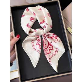 Ditsy Floral Print Square Scarf, Soft Comfortable Scarf for Women, Fashion Accessories for Daily Wear, Trendy All-match & Exquisite Scarf for Birthday Gift - Color: Navy Blue, Size: one size fits all