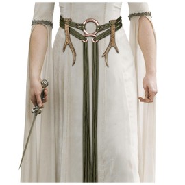 L'VOW Viking Troll Cross Belt Long Rope Ring Knotted Belt Norse Witch Waist Belt Shaman Pagan Medieval Antlers Accessory, Darkgreen, One Size