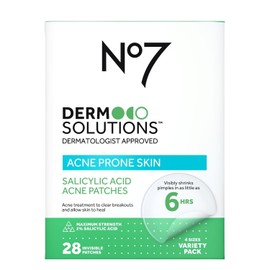 No7 Derm Solutions - Parches de espinillas de ácido salicílico al 2% para cara, tratamiento invisible para piel propensa a manchas, parches para el acné en cuatro tamaños, productos para el cuidado de