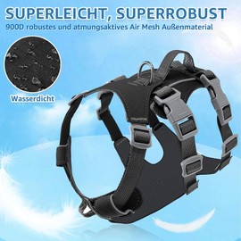 SlowTon No Pull Dog Harness - Lightweight, Escape Proof Dog Harness with Padded Carry Handle, Adjustable, Reflective Full Body Dog Harness for Small, Medium and Large Dogs