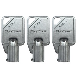 (3) KeyPower A2001 - A2020 Keys for Husky Milwaukee and Steel Glide Tool Box Chest Lock, Tubular Toolboxes Key, Pre Cut to Key Code: A2009