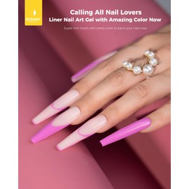 BURANO Gel Nail Polish Liner Nail Art Polish, Black White Purple Red Pink Painted Gel Nail Design Polish 1 Bottle, Build in Thin Nail Brush Chrome Gel Nail Polish Curing Required 8ml (LX5)