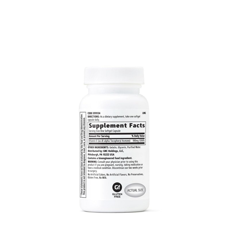 GNC Vitamin E 200mg Supplement, Supports a Healthy Cardiovascular System,
