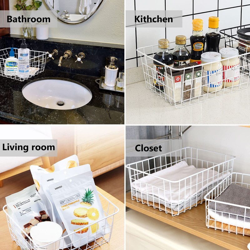 LISHINE 4 Pack Deep Freezer Organizer Bins Stackable Wire Basket