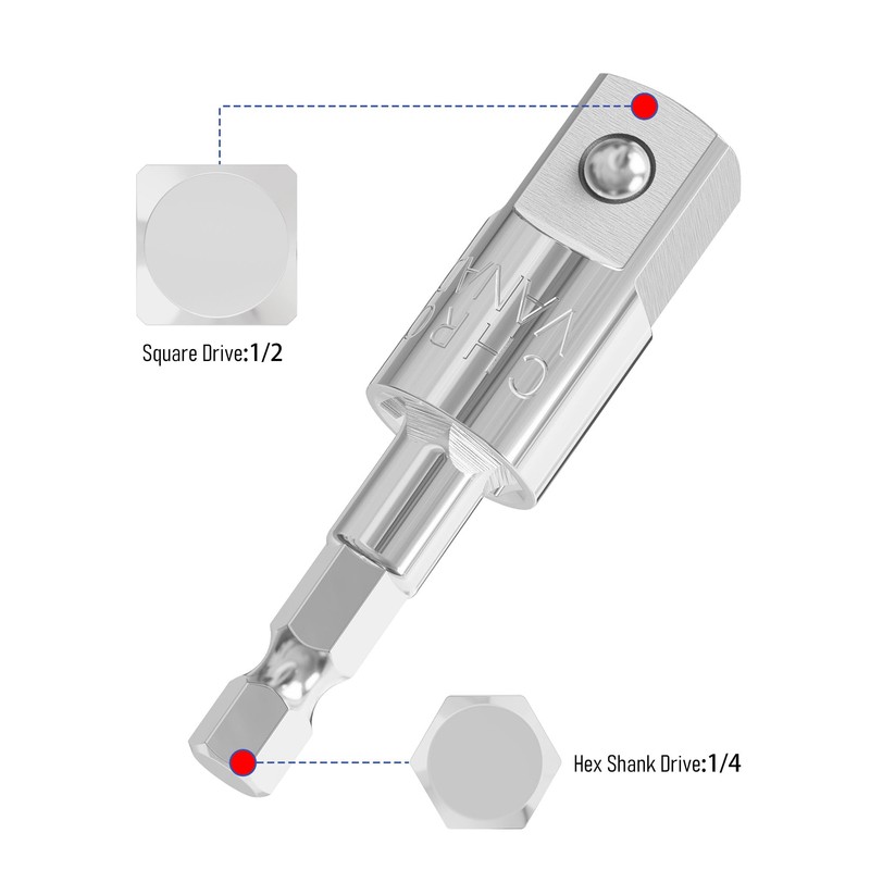 FOCMKEAS Power Drill Sockets Adapter 1/2" Impact Square Drive Adapter,