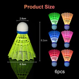 Umllpet Led Badminton Bälle, 6 Stück Led Nylon Sport Badminton, LED Licht Federballs, Leuchtende Federbälle, Leucht-Federball Federbälle Badminton Set Kinder für Indoor/Outdoor Sportaktivitäten