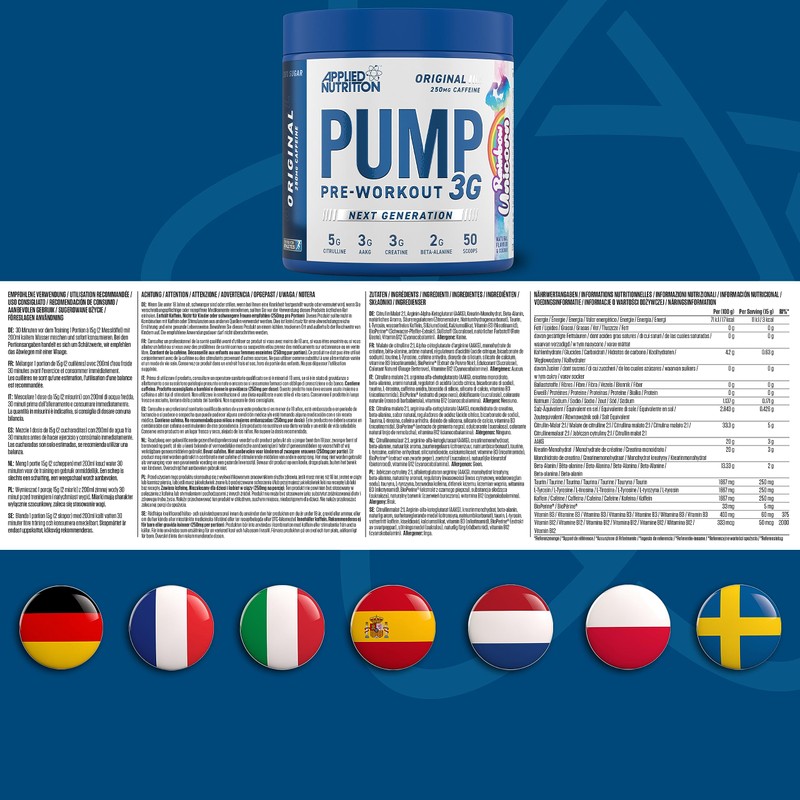 Applied Nutrition Pump 3G Pre Workout - Energy, Focus &