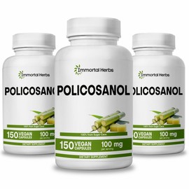 Immortal Herbs Policosanol from Sugarcane 100mg Capsules 150 Tablets Non-GMO and Gluten Free Policosanol Supplement for Women and Me n, 3 Count, 150 Servings / Immortal Herbs 사탕수수에서 추출한 폴리코사놀 100mg 캡슐 150알의 알약 비-GMO 및 글루텐 프리 폴리코사놀 보충제 여성과 저를 위한 제품n, 3개, 150회분