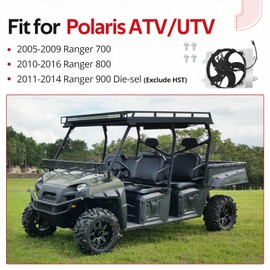 JAVIK Radiator Cooling Fan Assy with Shroud Fit for Polaris Ranger 700 2005-2009 Ranger 800 2010-2016 Ranger 900 Die-sel 2011-2014, OEM# 2411732 2411559 2410366 2410863 2204192