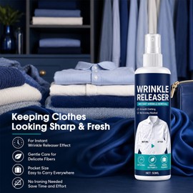 Instant Wrinkle Releaser Spray, 100ml Clothes Release Formula, Travel Garment Refresher, No Ironing Needed for Shirts, Dresses，Suits for Business Trips & Daily Use