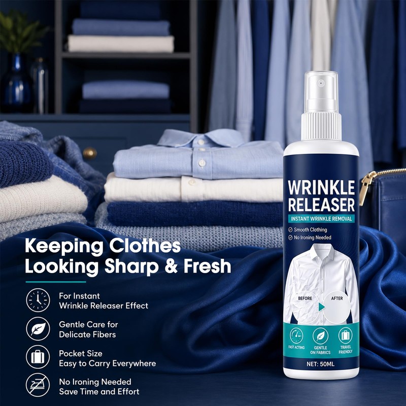 Instant Wrinkle Releaser Spray, 100ml Clothes Release Formula, Travel Garment