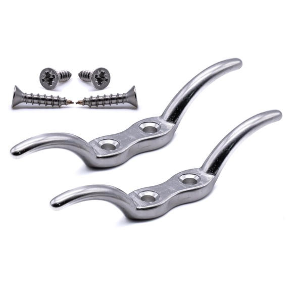 2pcs Flag rope cleat hooks 150mm marine grade stainless steel
